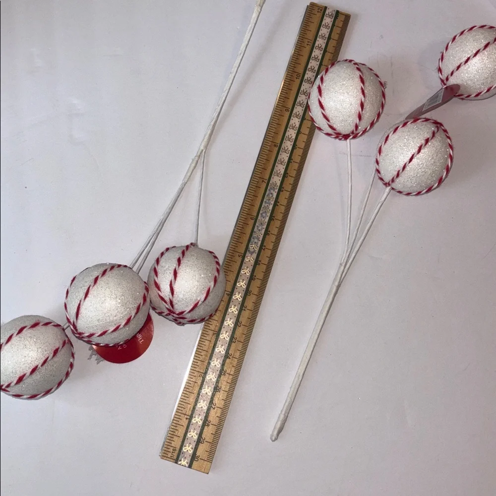 peppermint ball Christmas pick White and Red Ball Picks Set of 11 Candy Tree